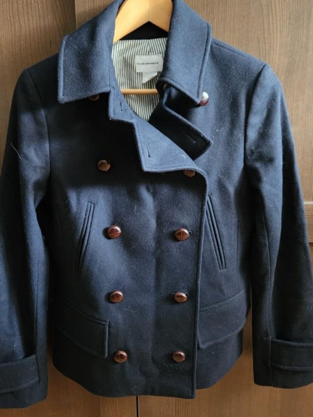 Club Monaco navy double-breasted coat
